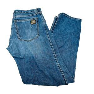 Wrangler Rock 47 Jeans Slim Fit Straight Leg Medium Wash Mens Sz 30x32 Blue EUC
